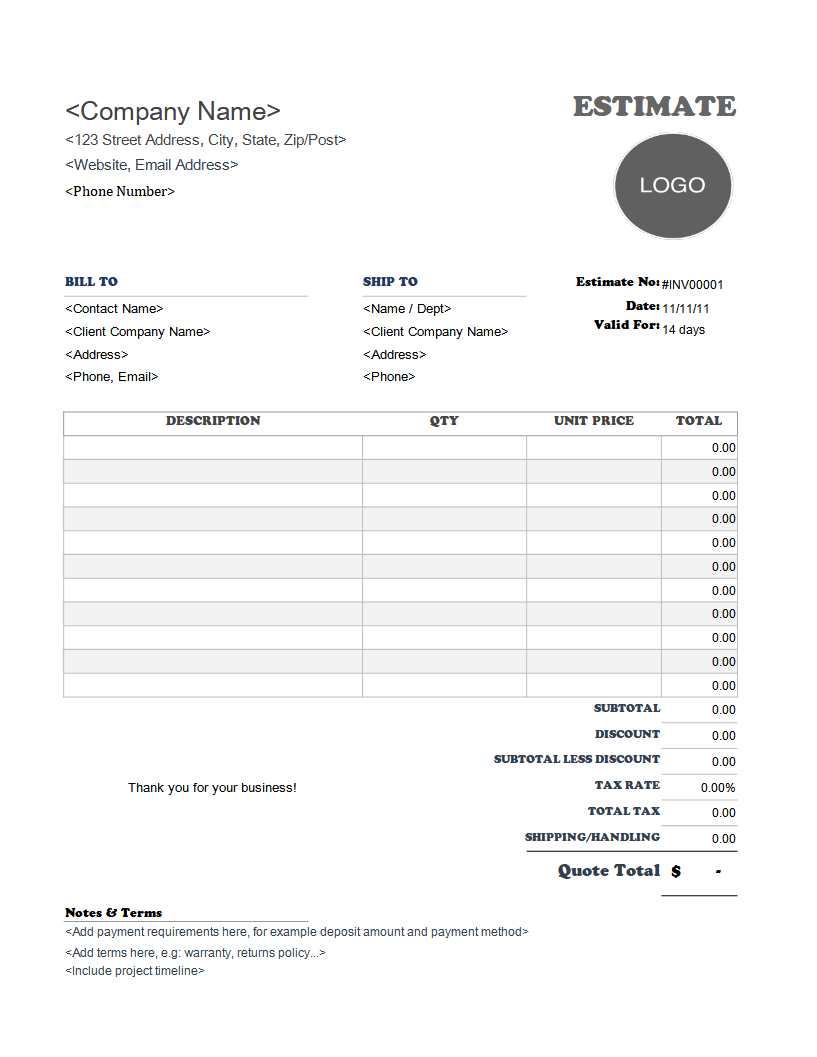 Free Plumbing Estimate Templates