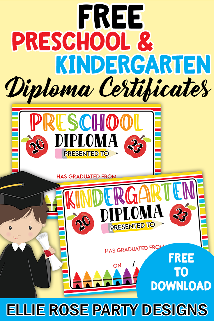 Free Preschool Kindergarten Graduation Certificate Ellierosepartydesigns