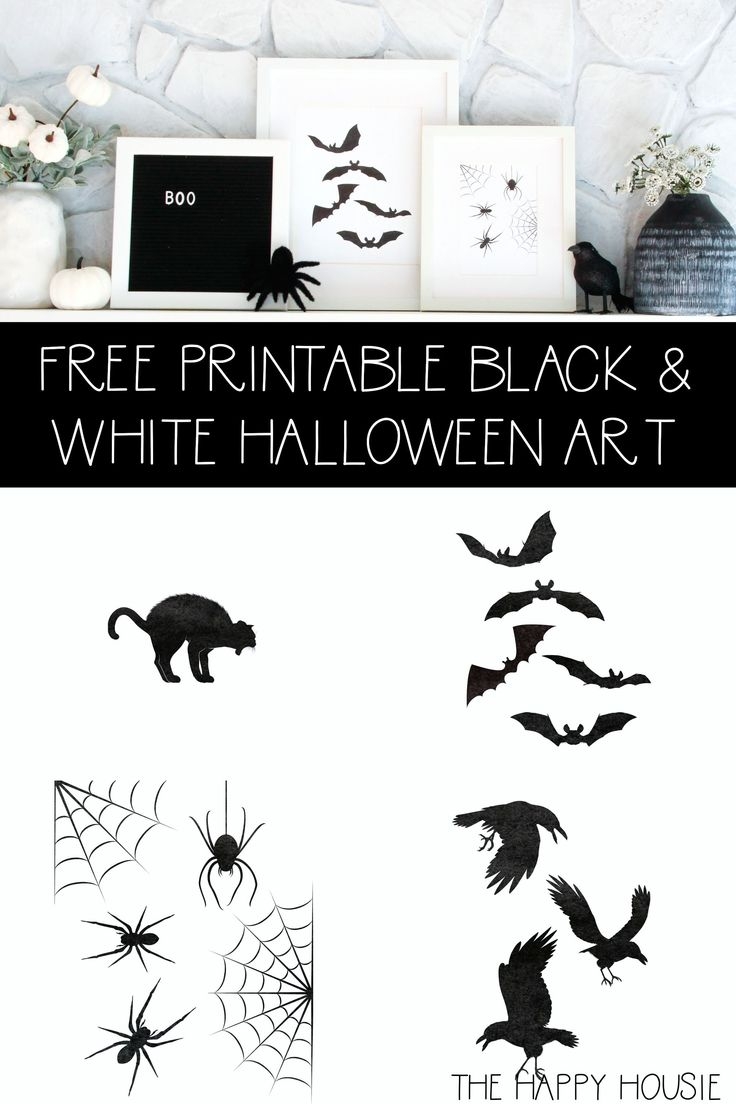 Free Printable Black And White Halloween Art
