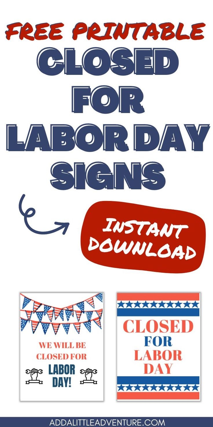 Closed Labor Day Printable Sign