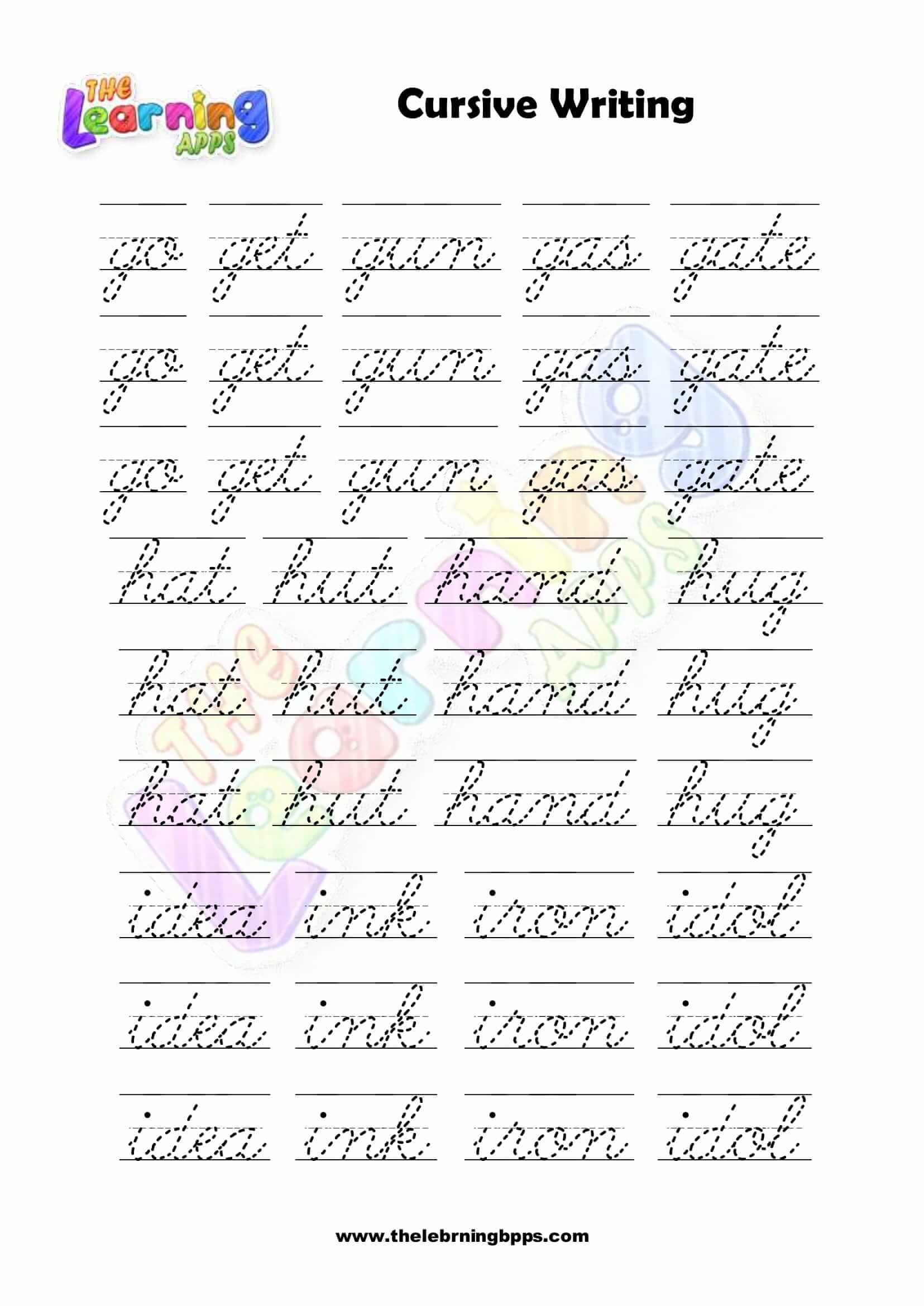 Free Printable Cursive Writing Worksheets The Learning Apps