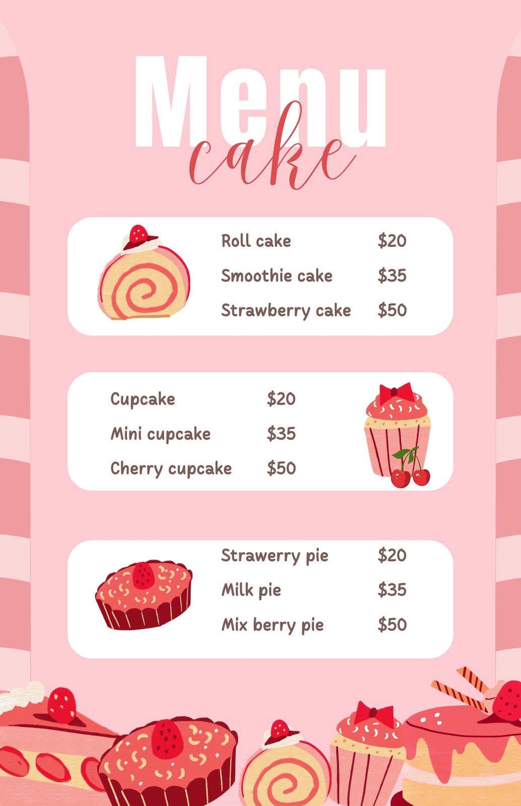 Free Printable Editable Dessert Menu Templates Canva