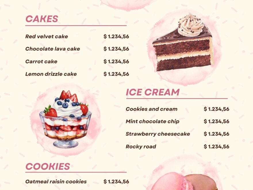 Free Printable Editable Dessert Menu Templates Canva