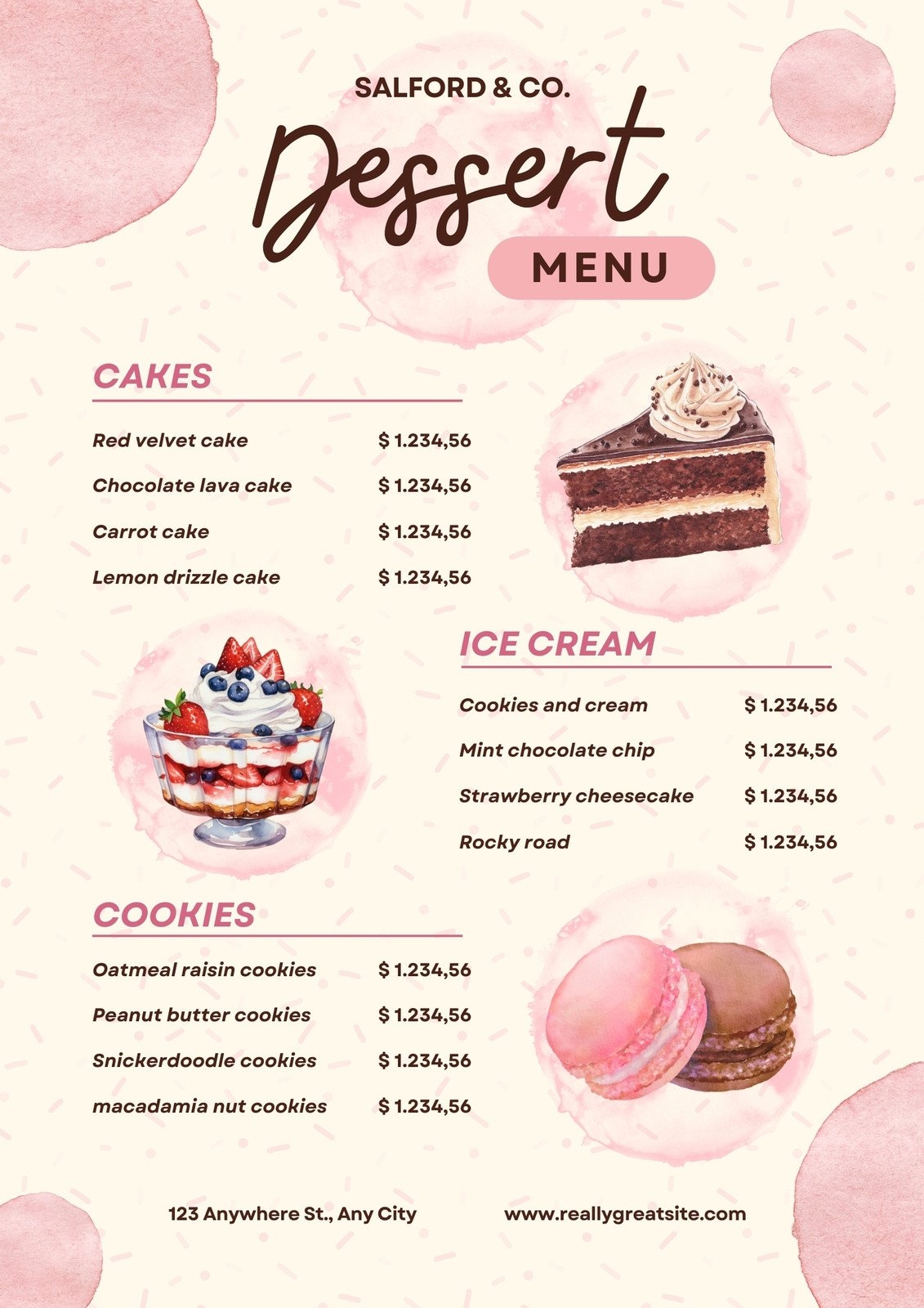 Free Printable Editable Dessert Menu Templates Canva