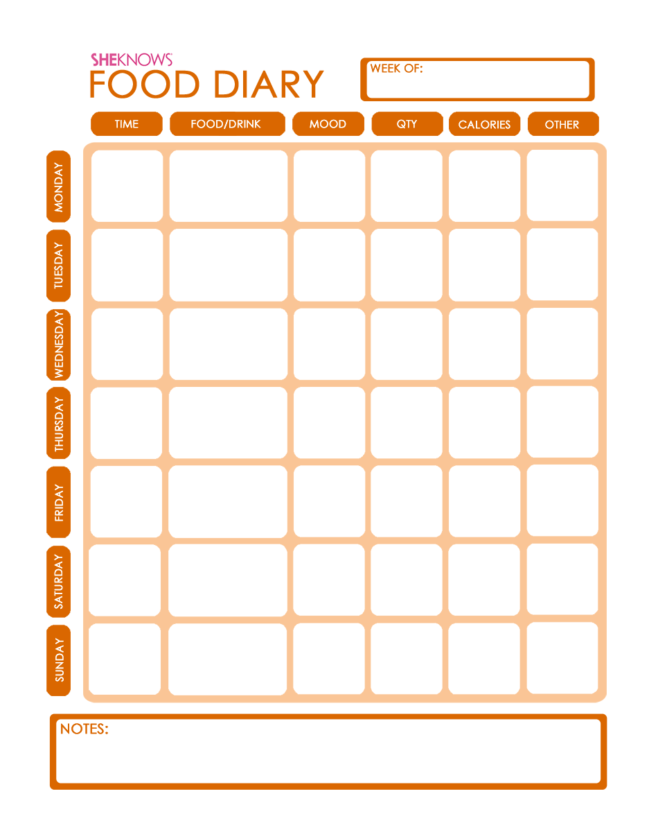 Free Printable Food Diary For Diabetics
