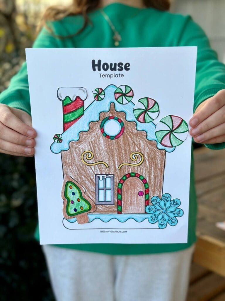 Free Printable Gingerbread House Craft For Kids The Savvy Sparrow