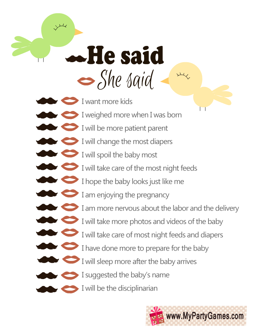 Free Baby Shower Games Printable