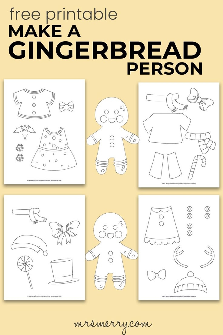 Free Printable Make A Gingerbread Person Craft For Kids Christmas Craft Mrs Merry