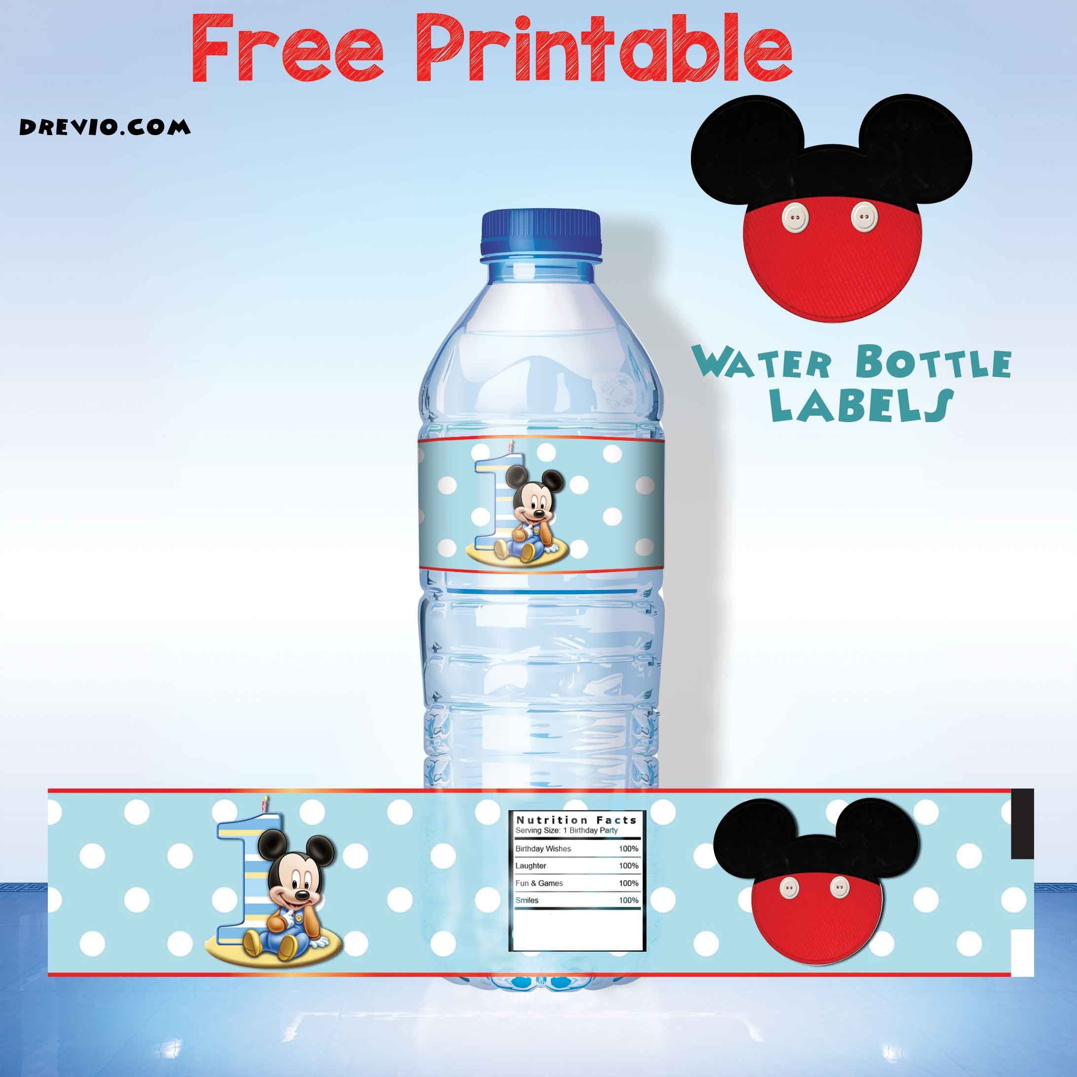 FREE Printable Mickey Mouse Water Bottle Label Download Hundreds Worksheets Library