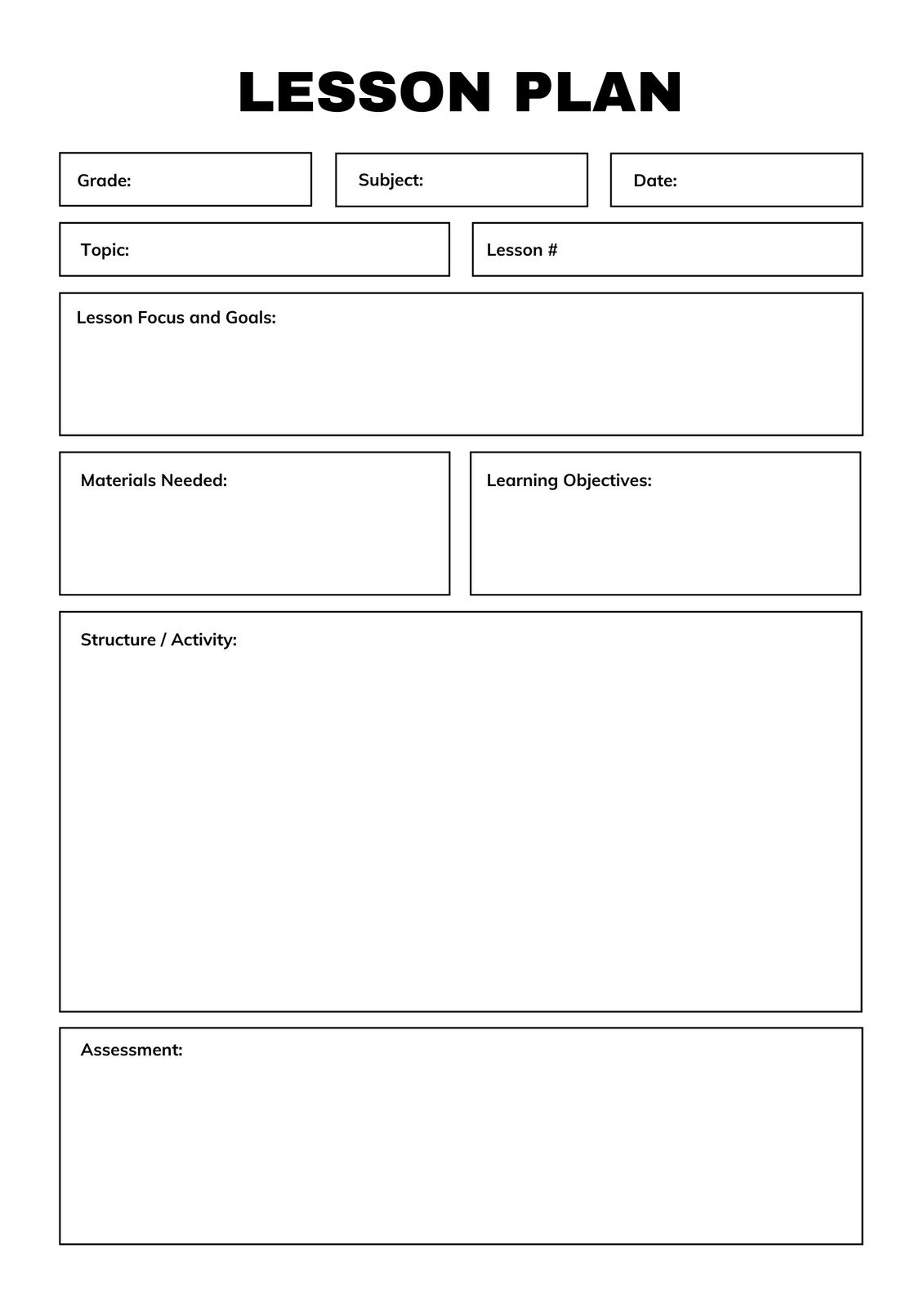 Free Printable Monthly Lesson Plan Templates Canva