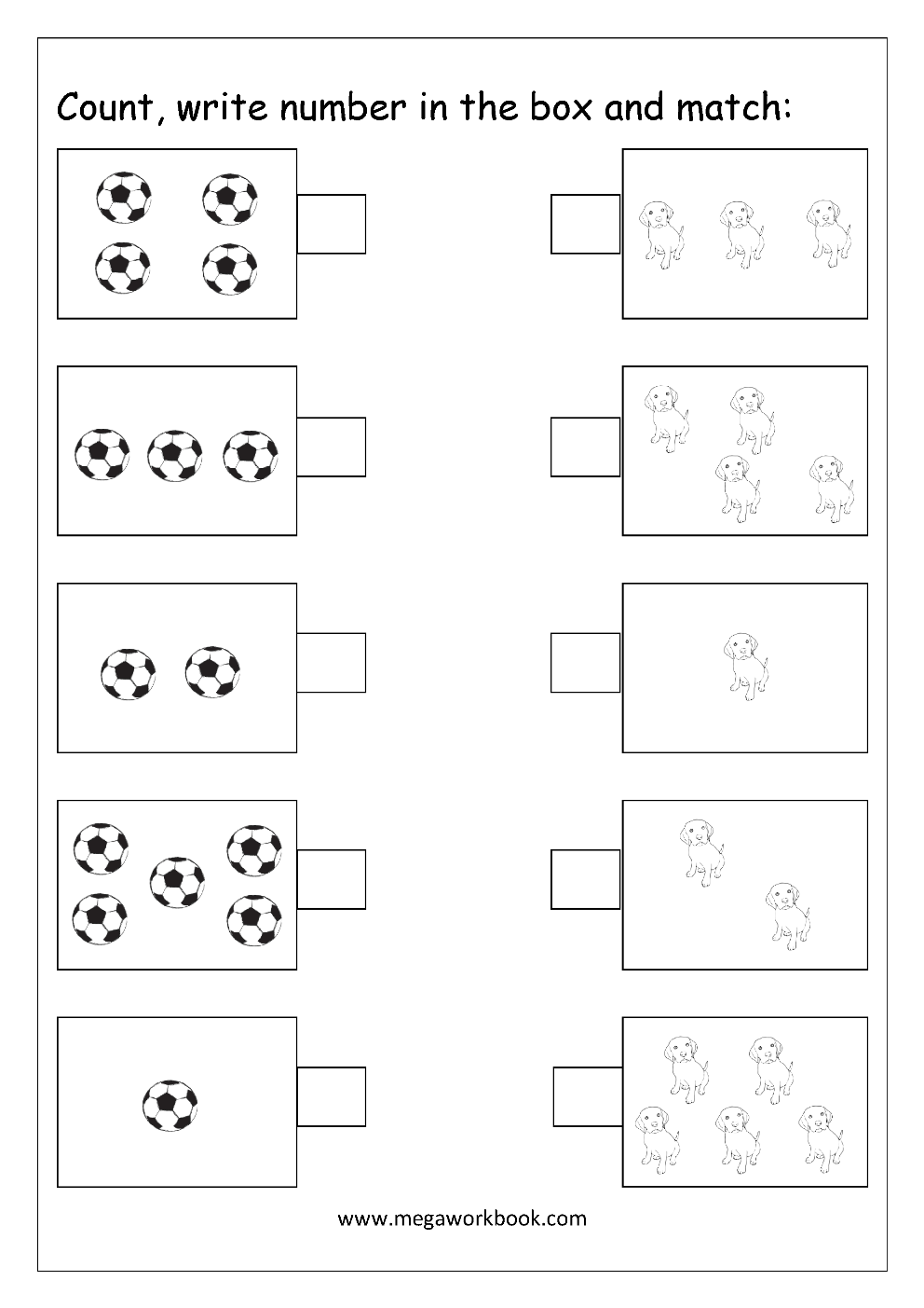 Free Printable Number Matching Worksheets For Kindergarten And Preschool Count And Match 1 10 MegaWorkbook