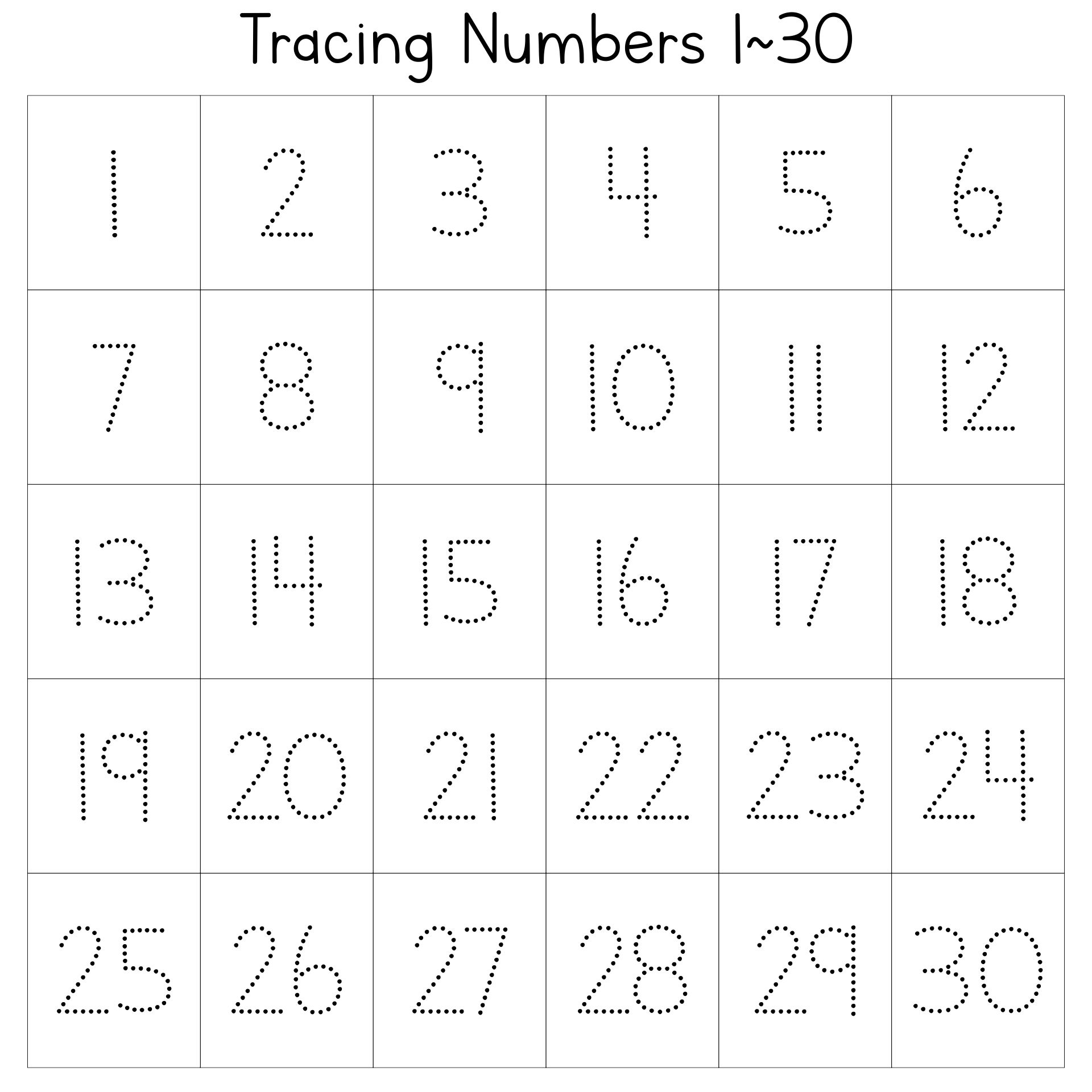 Free Printable Numbers 1 30 Worksheets Library