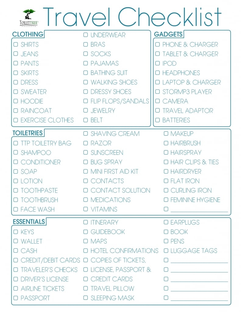 Free Printable Packing Checklists PS Smart Living