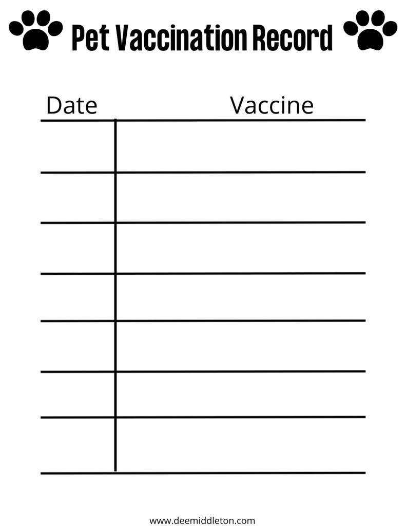Free Printable Pet Vaccination Record Deemiddleton