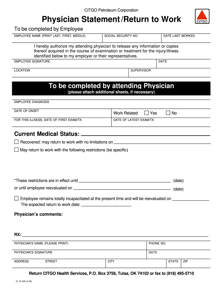 Free Printable Return To Work Form Pdf Fill Out Sign Online DocHub