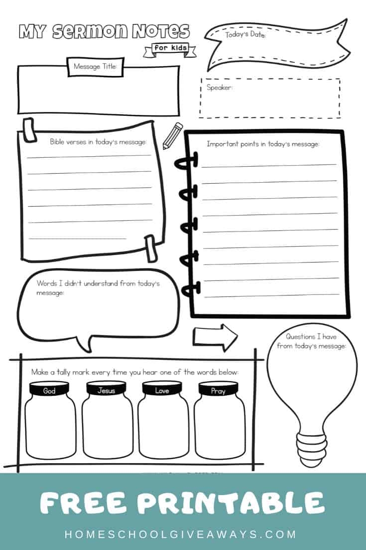 Free Printable Sermon Notes For Kids