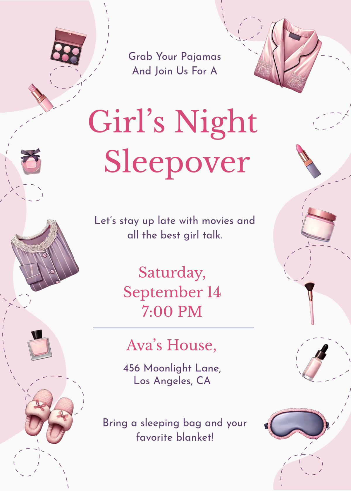 Free Printable Slumber Party Invitation Template To Edit Online