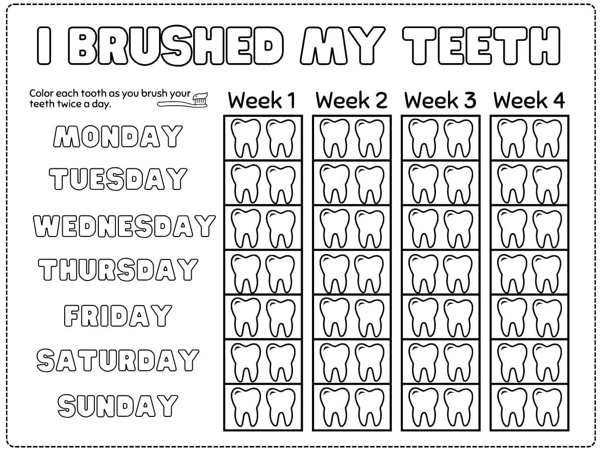 Free Printable Toothbrushing Chart For Kids