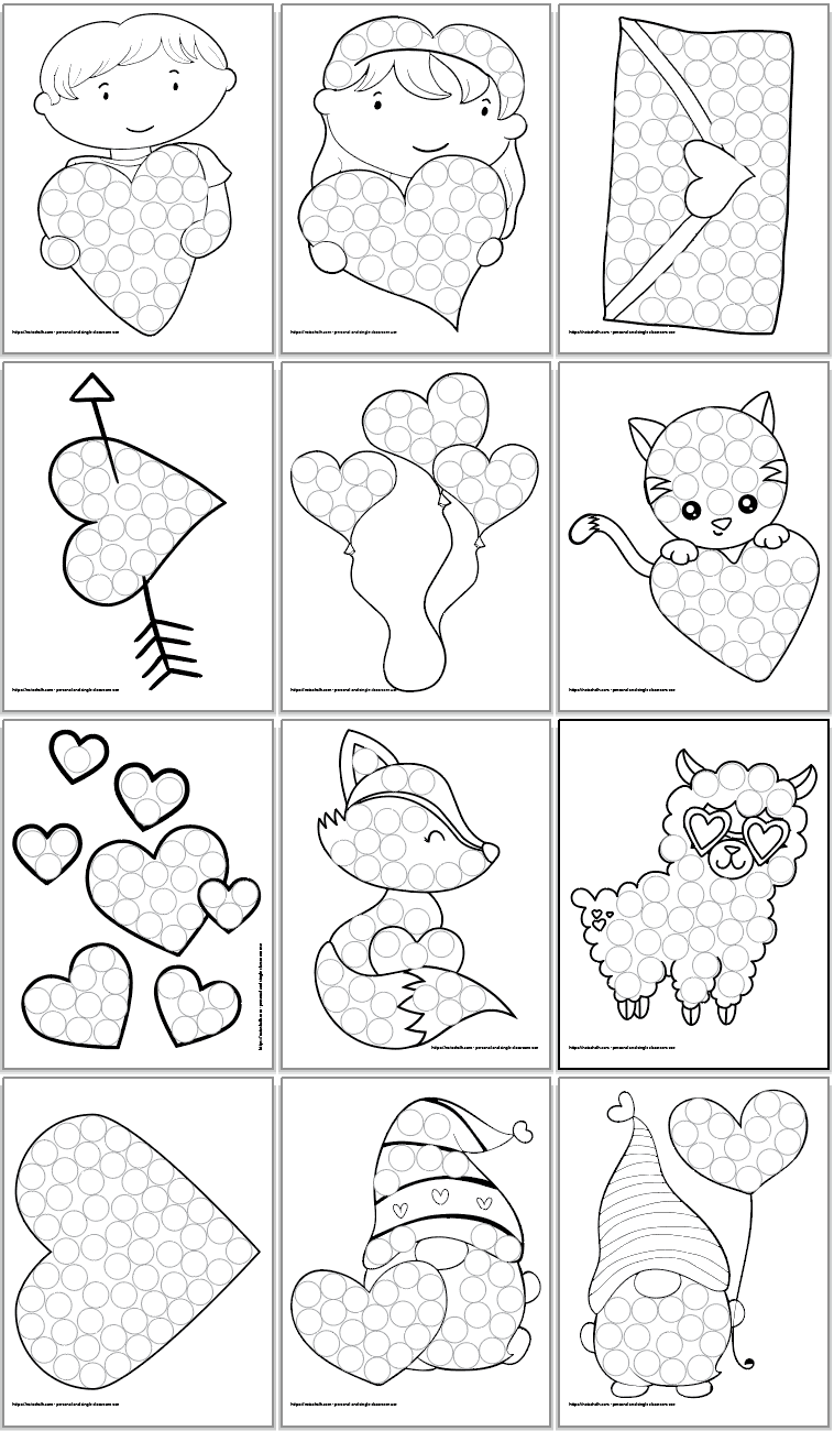 Free Printable Valentine s Day Do A Dot Marker Coloring Pages The Artisan Life