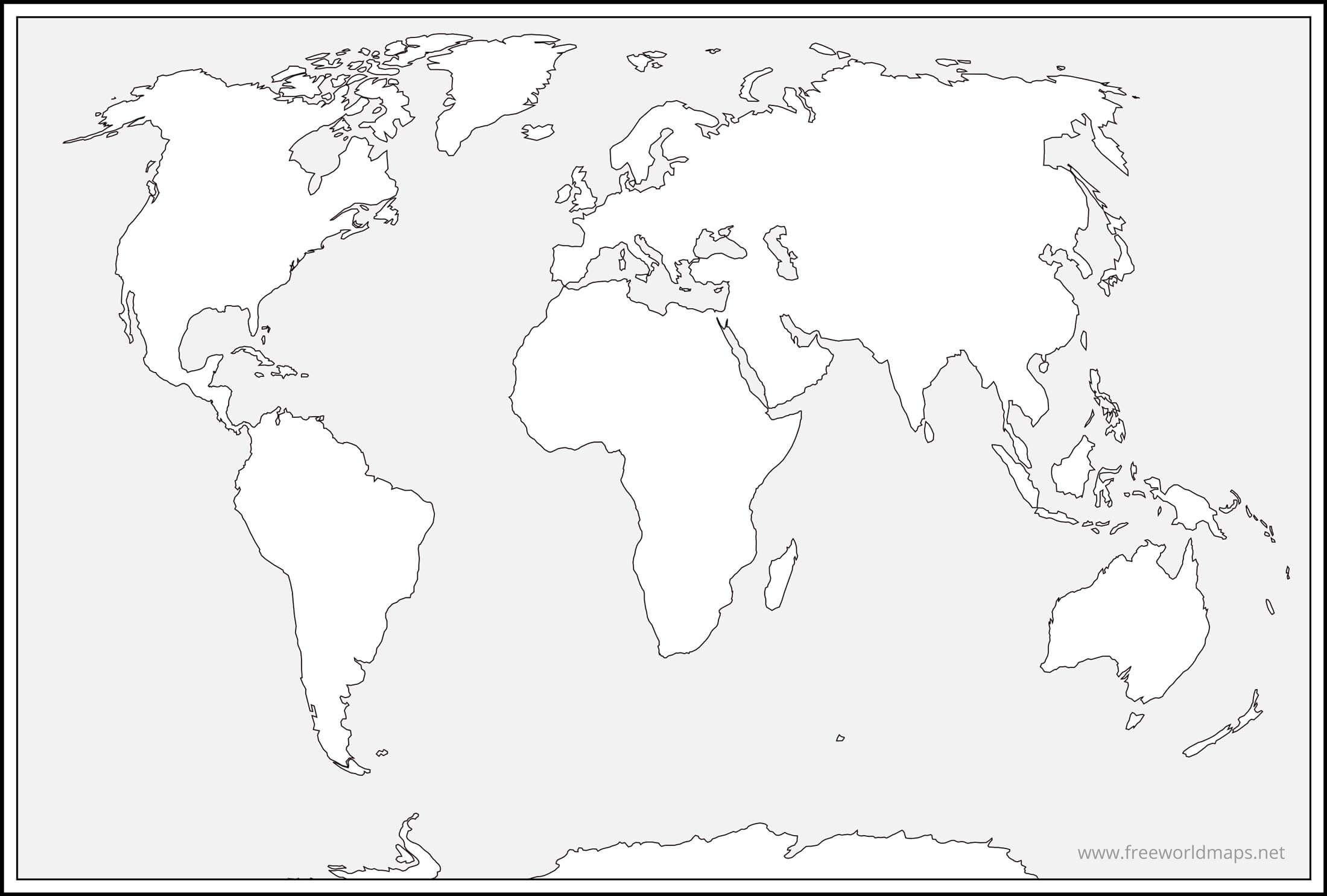 Printable World Map Black And White