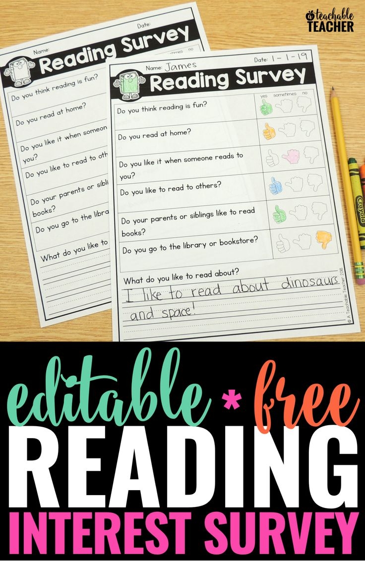 Free Reading Interest Survey For Elementary Students