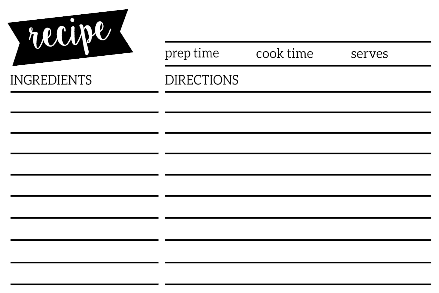 Editable Printable Recipe Cards Free