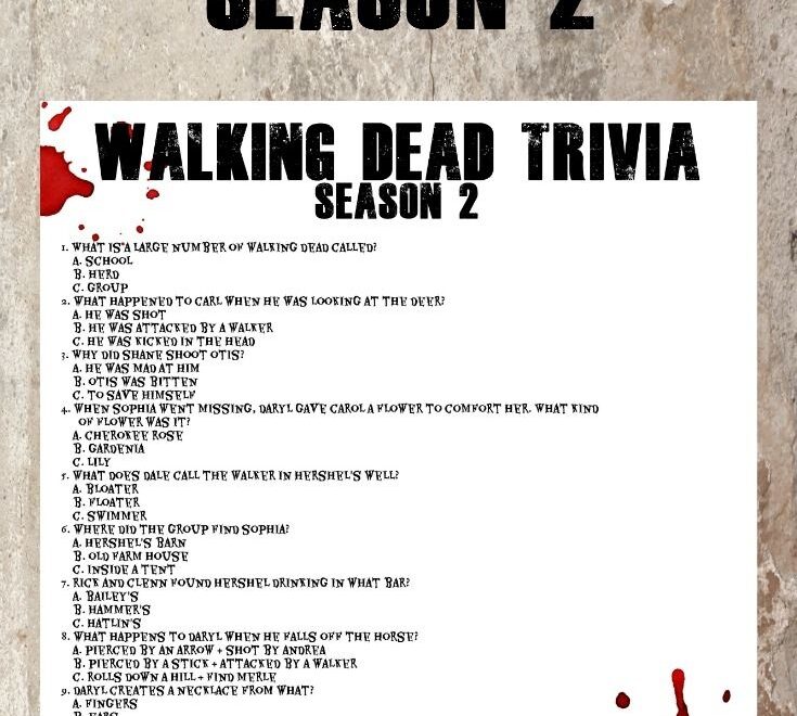 FREE Walking Dead Trivia Printable For Season 2 My Pinterventures