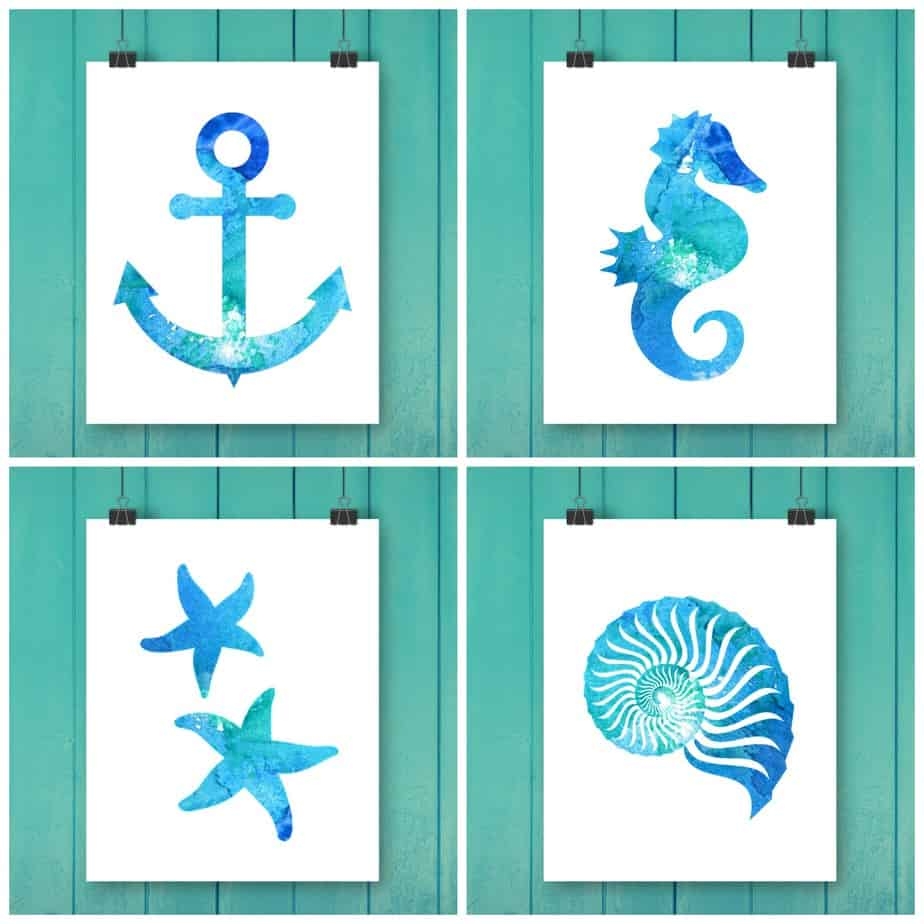 Free Printable Turquoise Bathroom Wall Decals