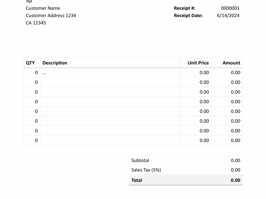 Free Word Receipt Template Docelf