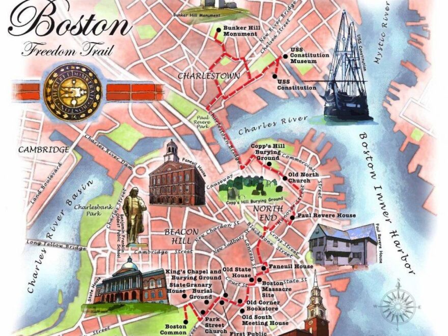 Freedom Trail Em Boston Mapa Mapa De Boston Freedom Trail Estados Unidos Da Am rica