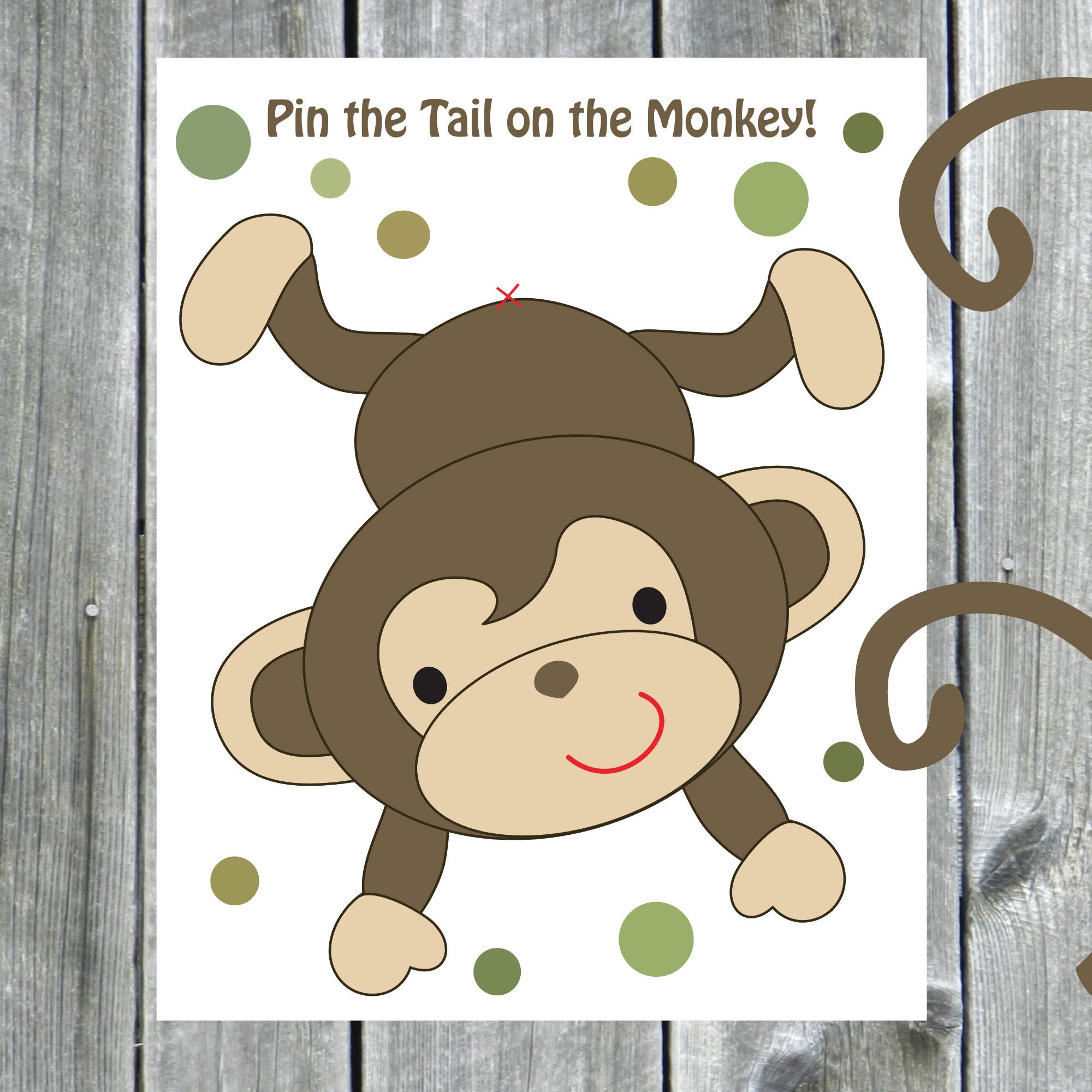 GAME Pin The Tail On The Monkey Birthday Party Game Instant DOWNLOAD You PRINT Etsy Canada