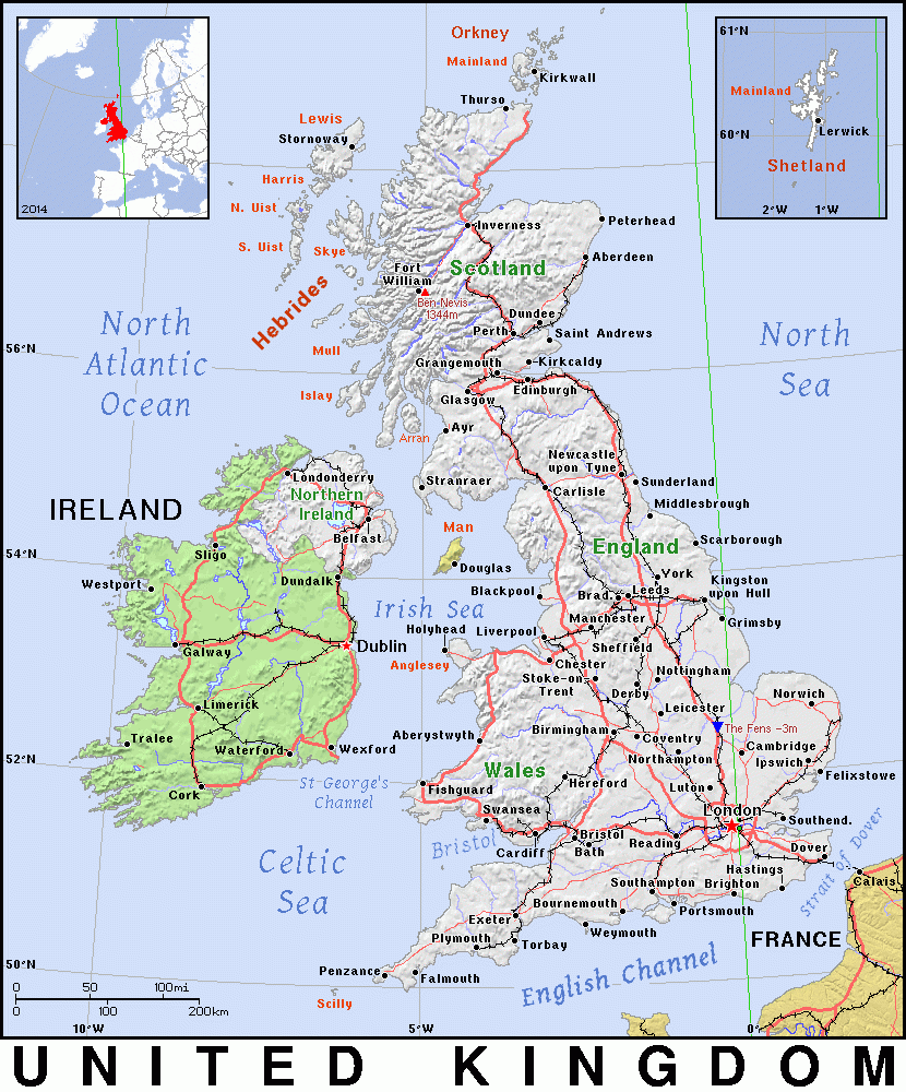 Printable Map Of Uk And Ireland
