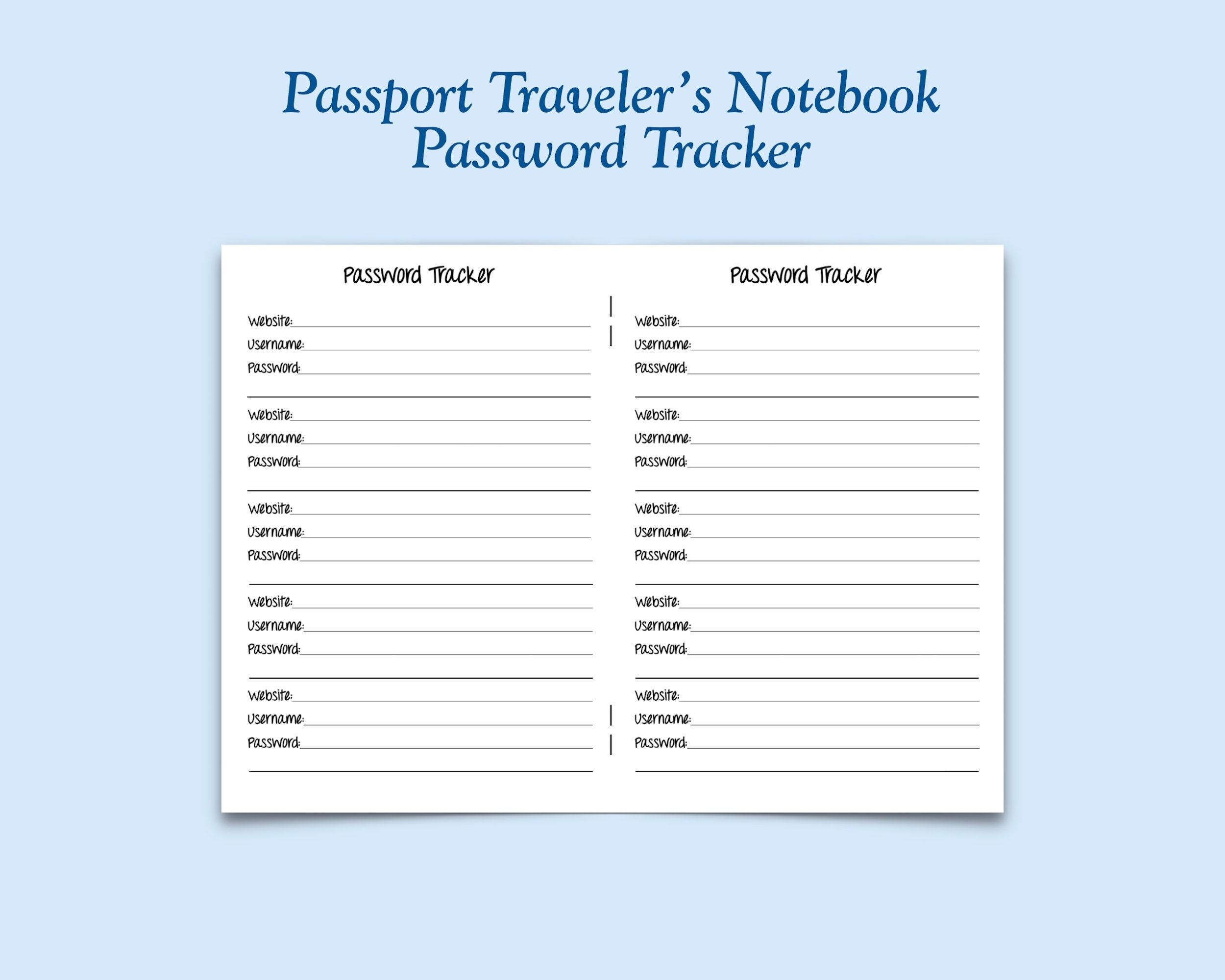 Gedruckte Passport Gr e Passwort Tracker Traveler s Notebook Insert Etsy de