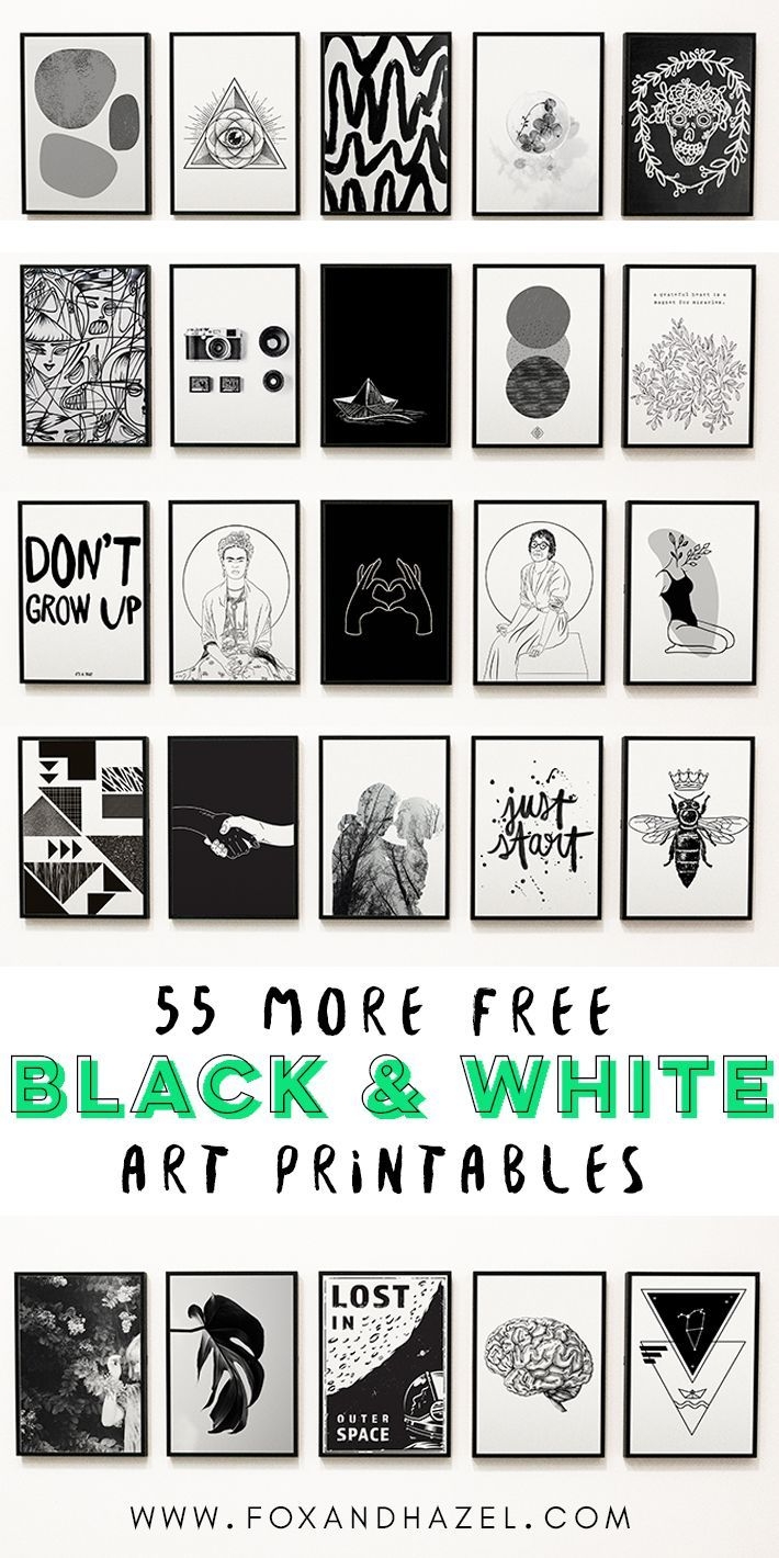 Get These 55 Free Black White Art Printables At Fox Hazel