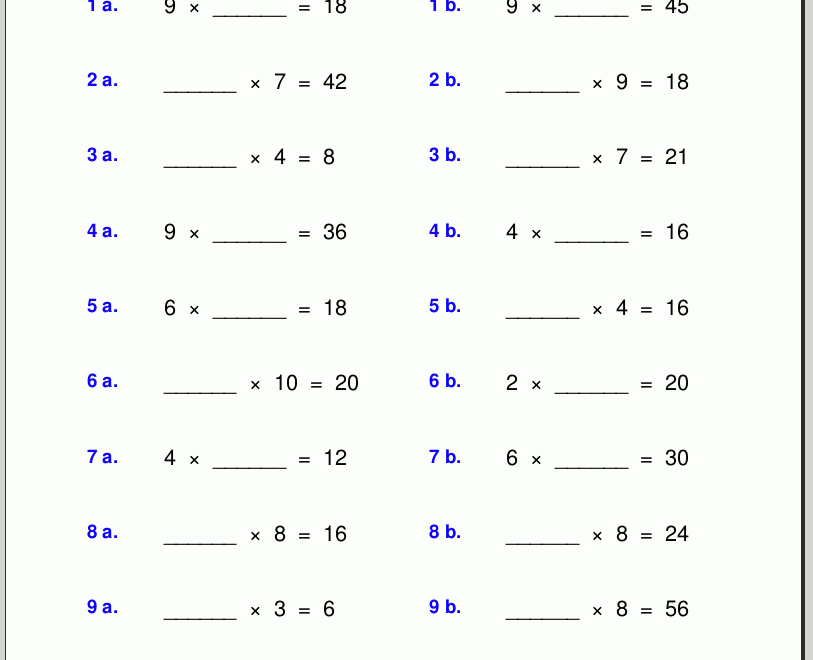 Grade 4 Multiplication Worksheets