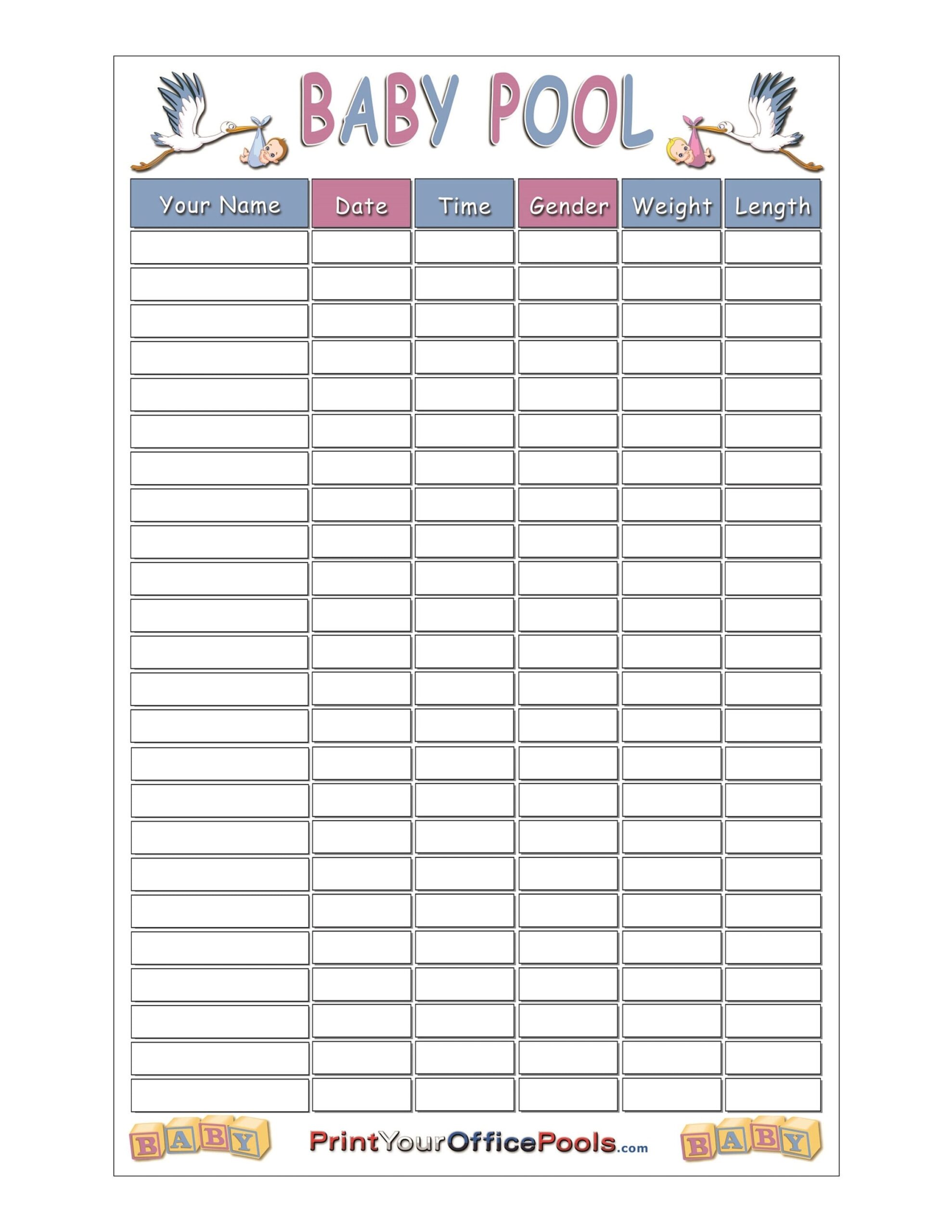 Guess The Baby s Due Date And Weight Game Template 2025