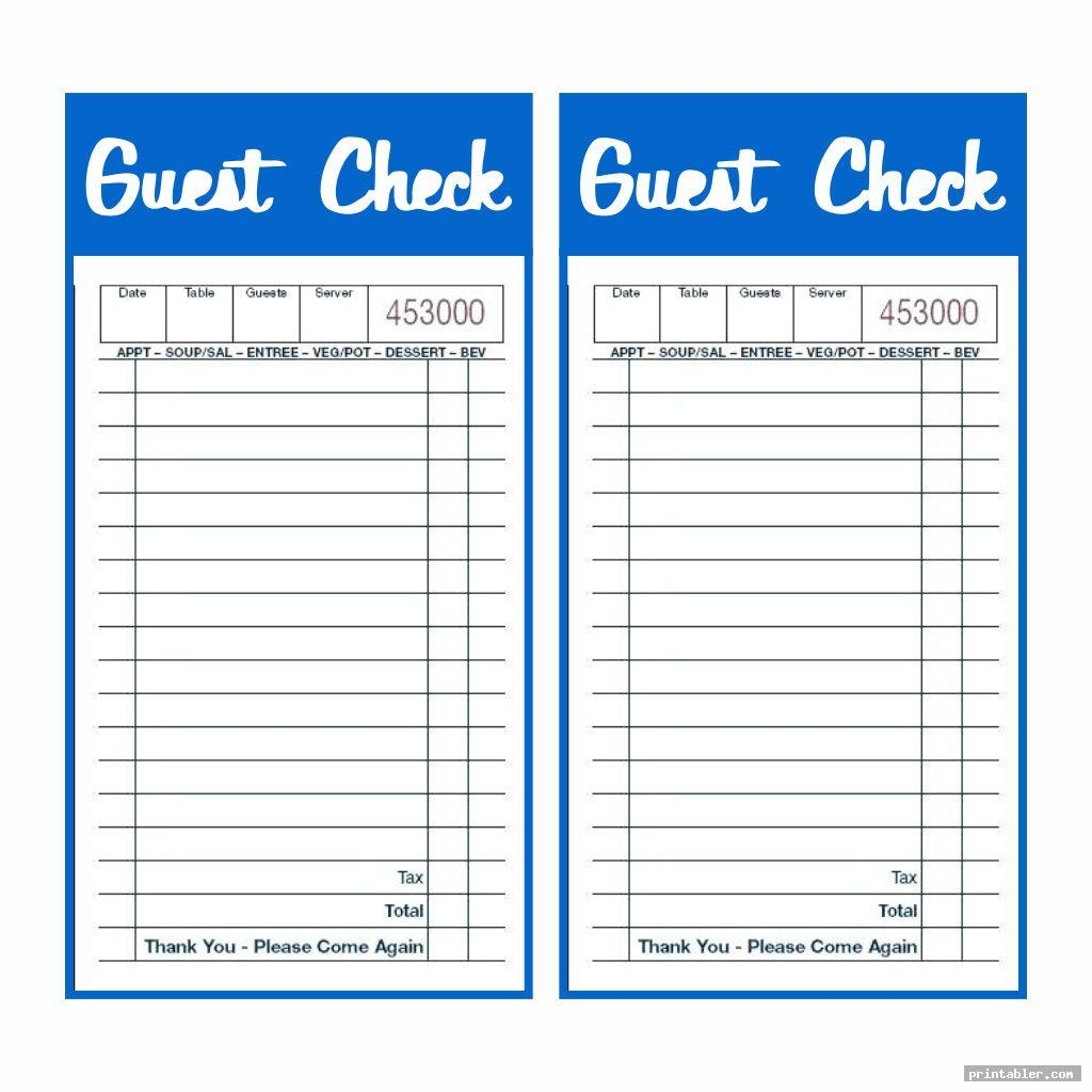 Guest Check Printable Printable Party Favors