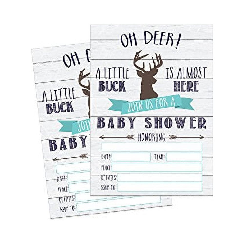Hadley Designs 50 Deer Baby Shower Invitations Hunting Camping Camo Buck Rustic Woodland For Boy Printable Cards Walmart
