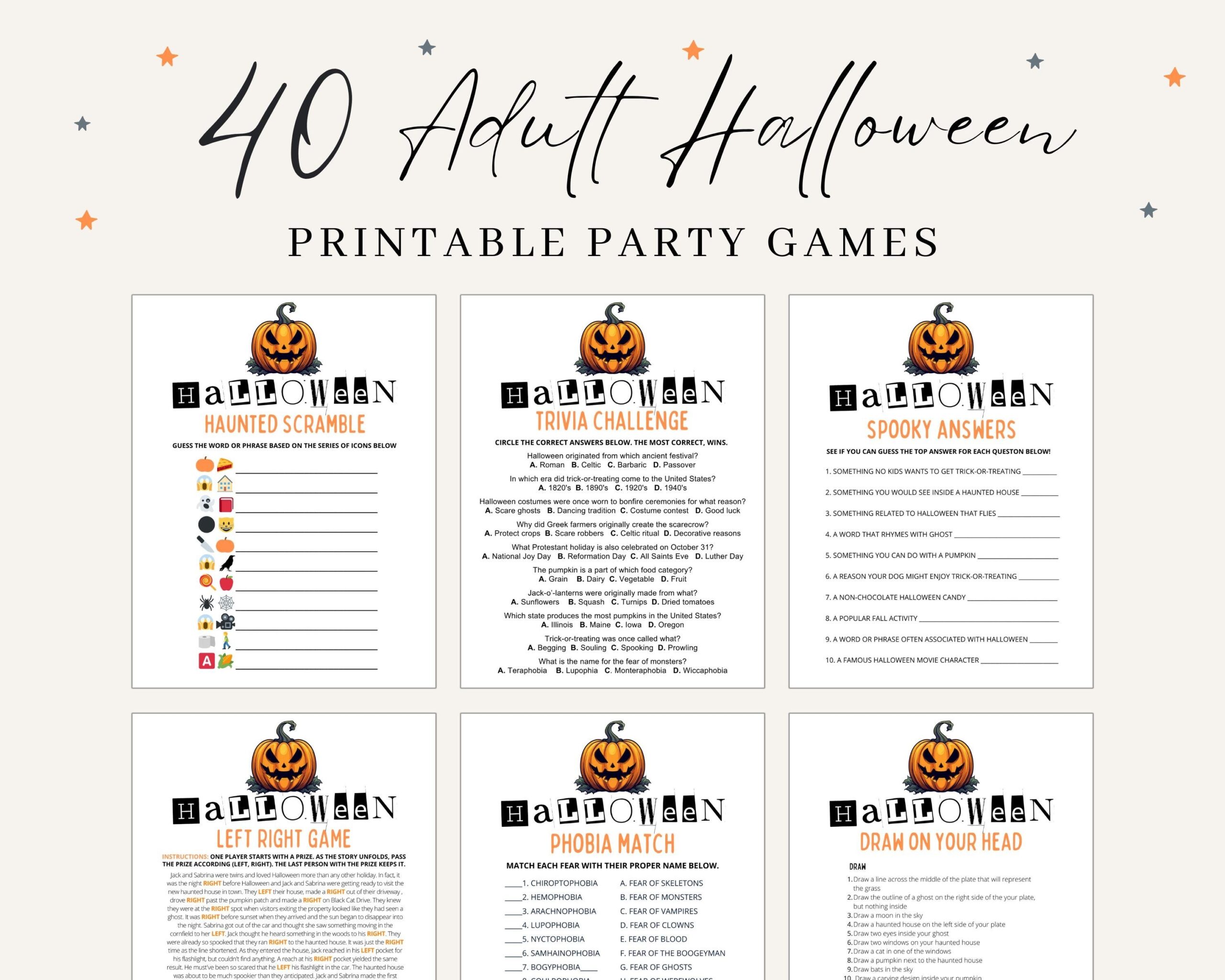 Halloween Games Halloween Party Games Halloween Game Halloween Games Printable Halloween Games For Adults Printable Party Games Etsy