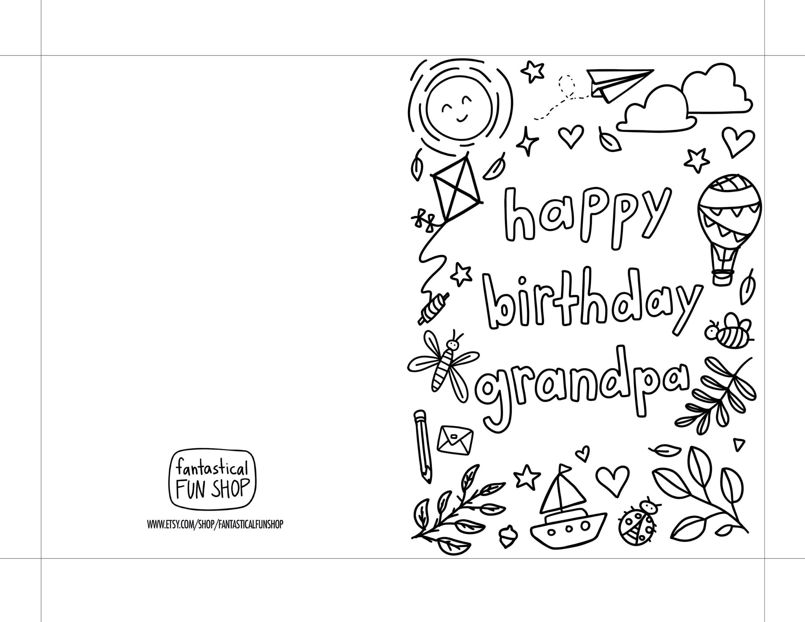 Happy Birthday Grandpa Card For Grandfather From Grandchild PRINTABLE INSTANT DOWNLOAD Colorable Birthday Card From Grandson Granddaughter Etsy UK