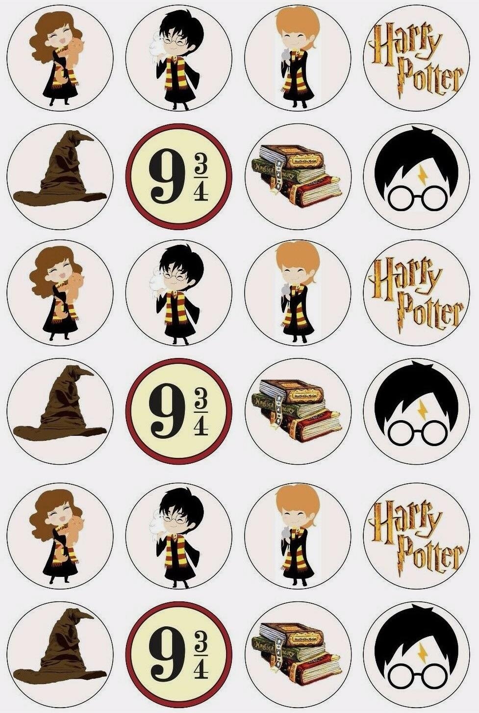 Harry Potter Edible Cupcake Topper 4cm Round Uncut Images Decoration Happy Party Party Supplies Costume Birthday Decoration