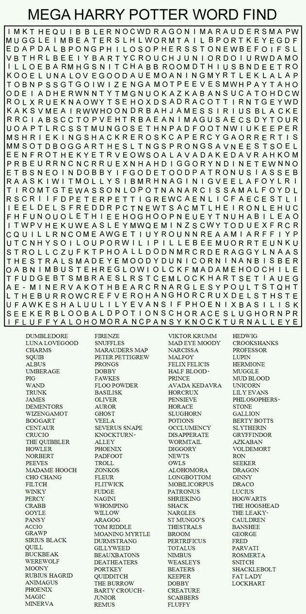 Harry Potter Word Search