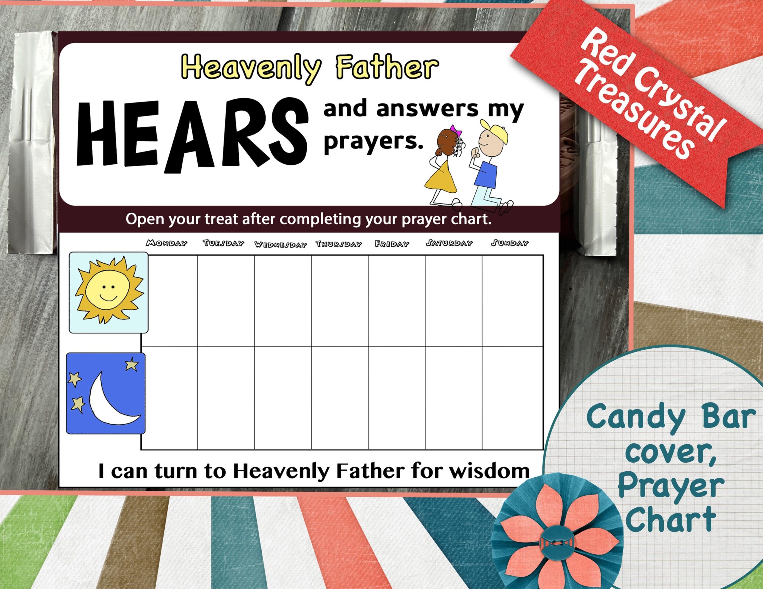 Heavenly Father Hears And Answers My Prayer Candy Bar Cover Prayer Chart By The Red Crystal Etsy