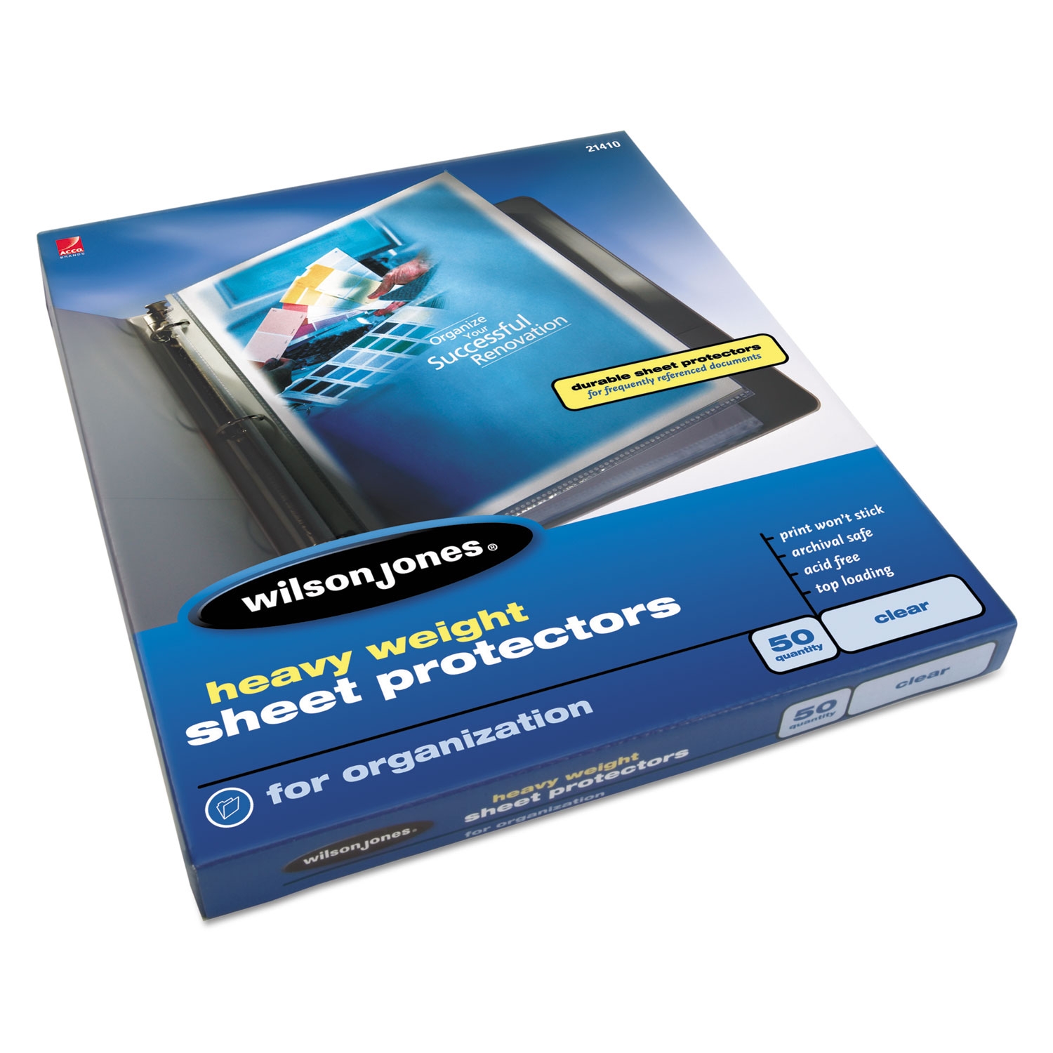 Heavyweight Top Loading Sheet Protectors By Wilson Jones WLJ21410 OnTimeSupplies