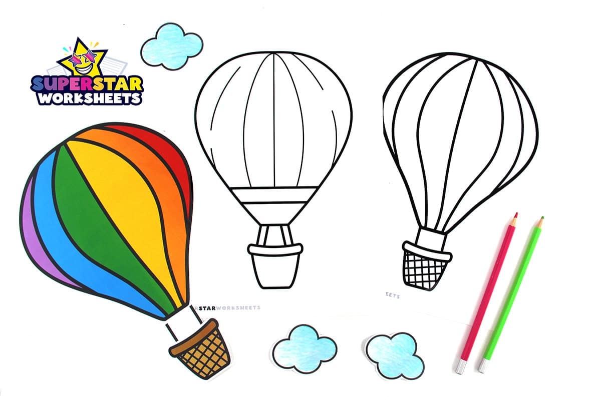 Hot Air Balloon Template Superstar Worksheets