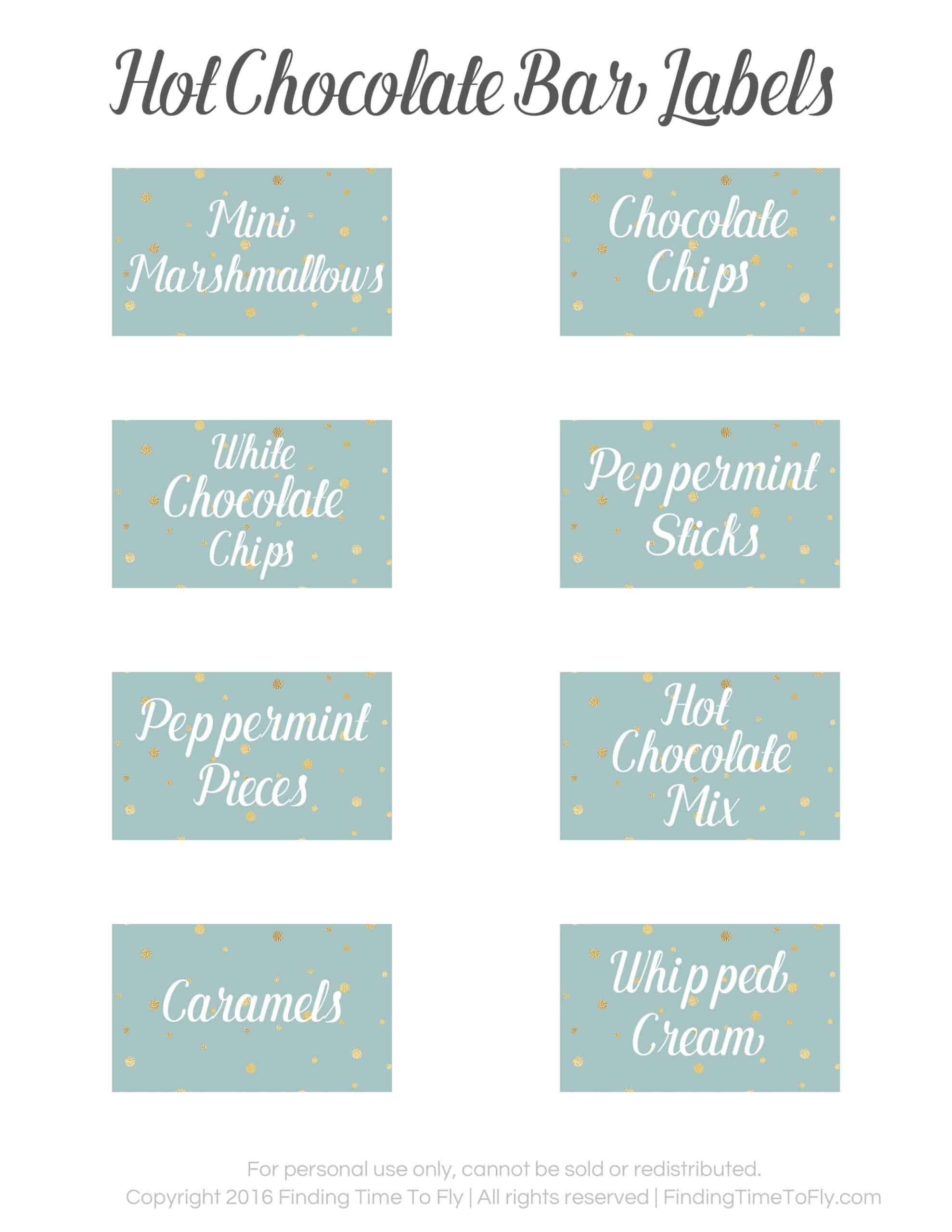 Hot Chocolate Bar With Labels Finding Time To Fly