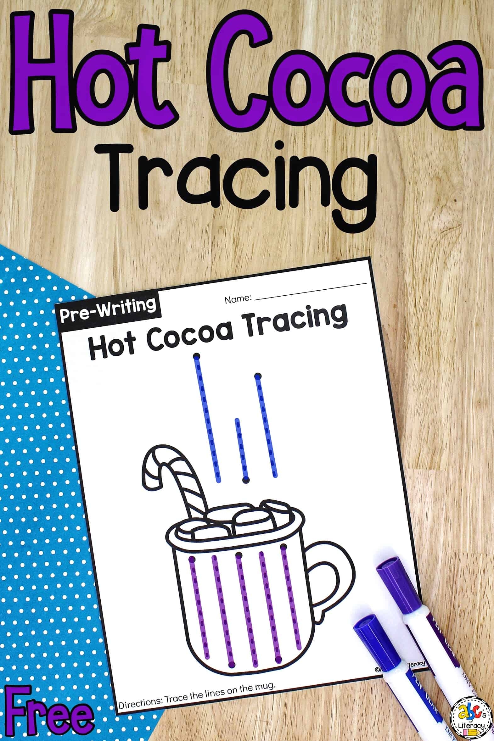 Hot Cocoa Tracing Worksheets Pre Writing Activity