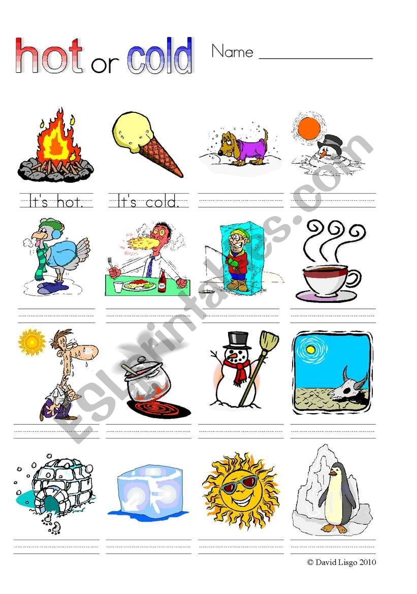Hot And Cold Printable Worksheets