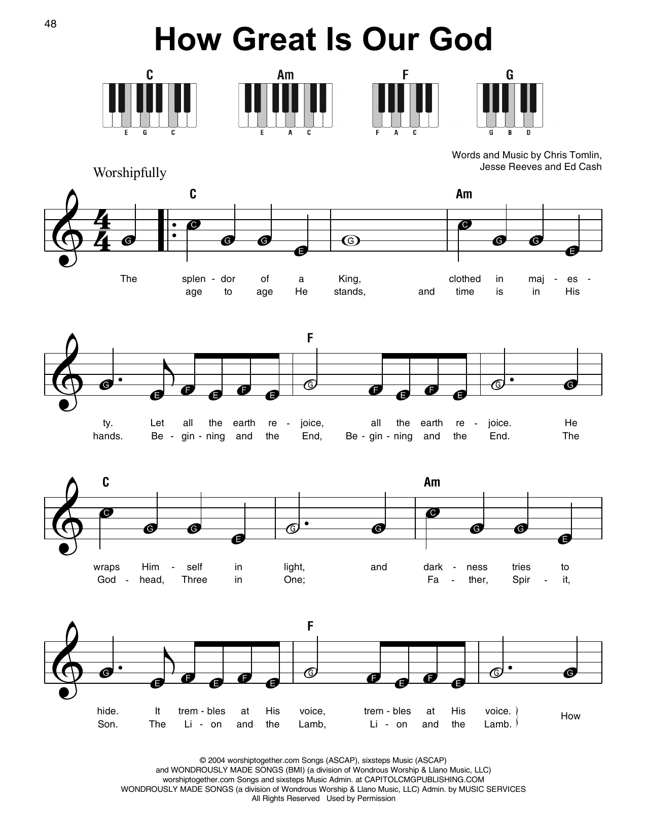 How Great Is Our God By Chris Tomlin Sheet Music For Super Easy Piano At Sheet Music Direct