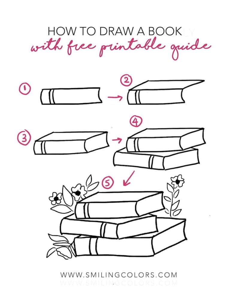 How To Draw A Book Step By Step Printable Smiling Colors